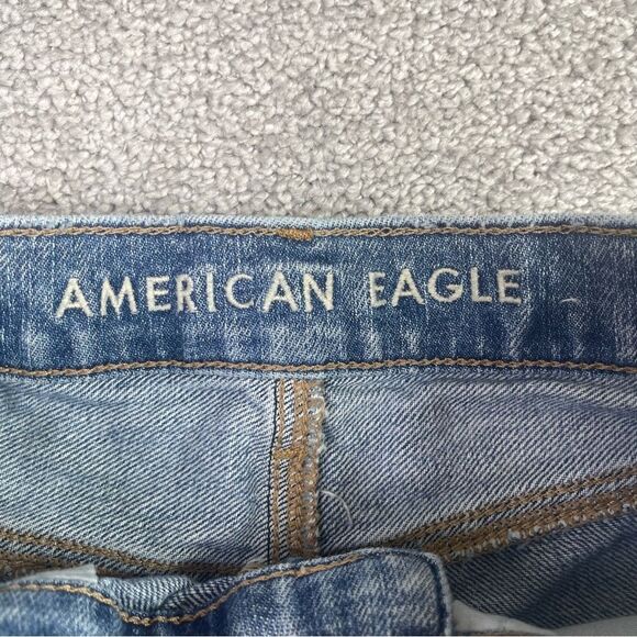 American Eagle 90's Boyfriend Denim Shorts Women's 00 Blue High Rise Ripped - Picture 3 of 9
